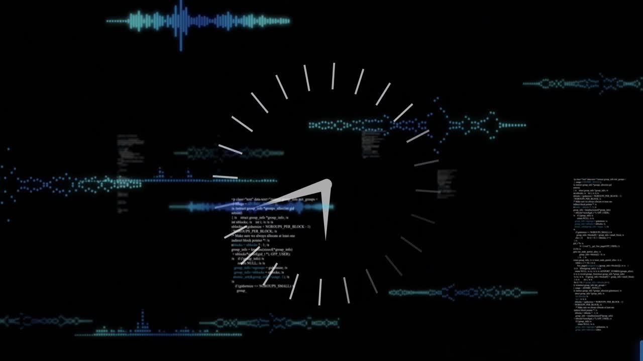 Animation of data processing over clock