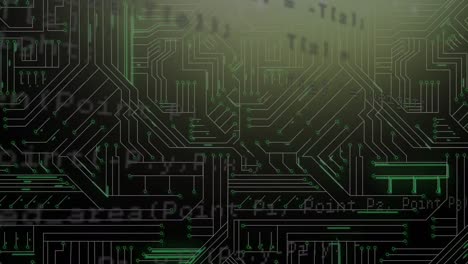 digital animation of data processing against microprocessor connections on black background