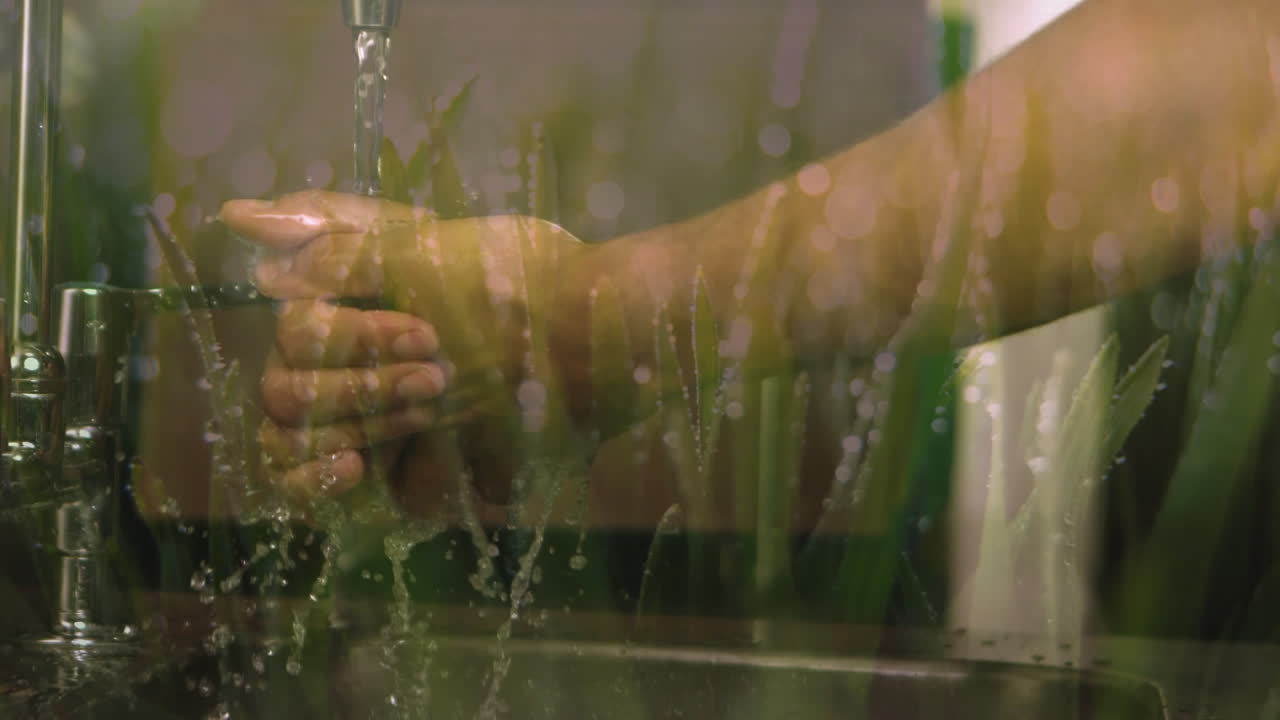 싱크대  ⁇ 에서 손을  ⁇ 고 있는 남자 의 애니메이션