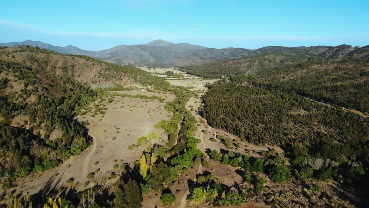 Aerial View of a Mountain Valley Landscape