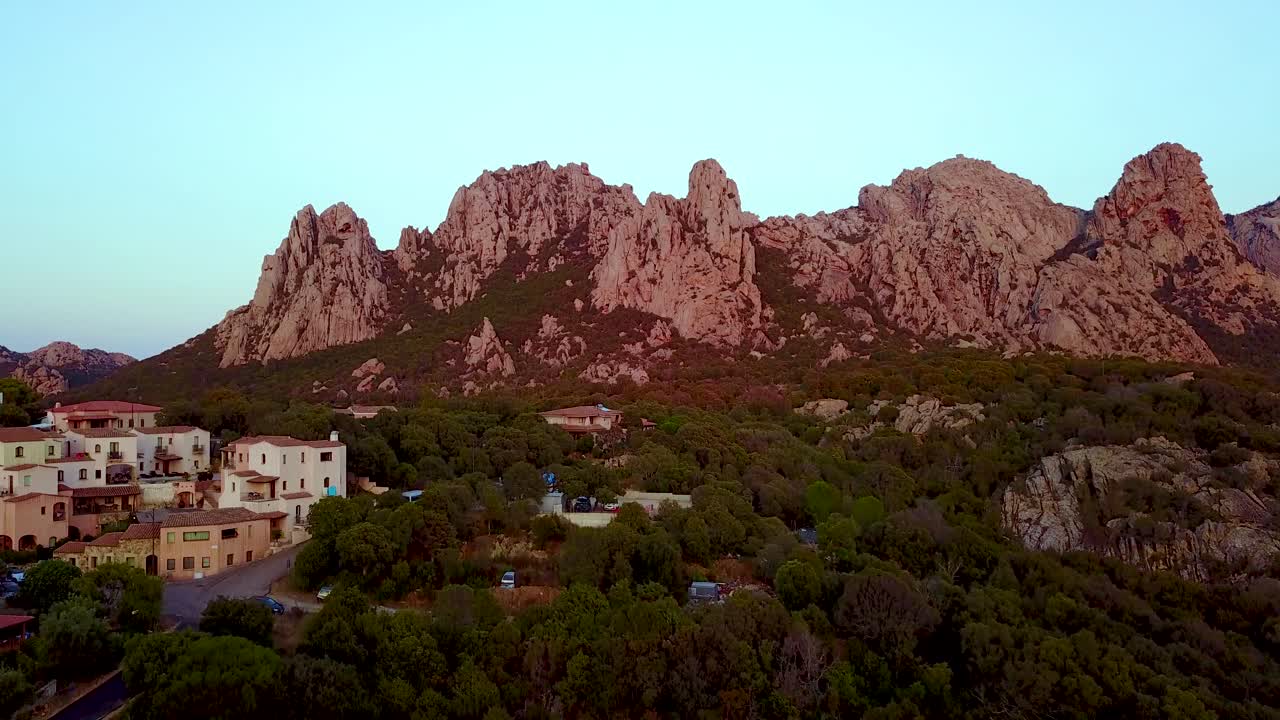 Aerial drone 4K footage of a mountain at sunset