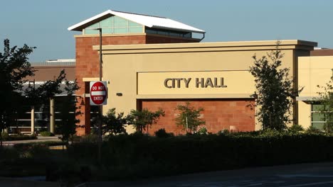 city hall anytown usa wide establishing shot afternoon