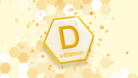hexagon shape vitamin d logo design with medical background and orange gradient color, supplement and medical concept. loop animation.