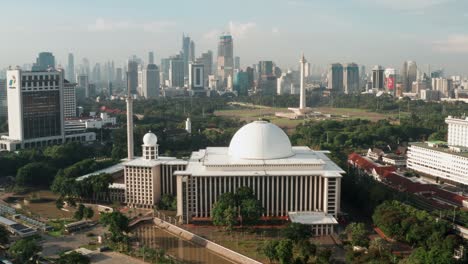 drone shot of istiqlal mosque in jakarta