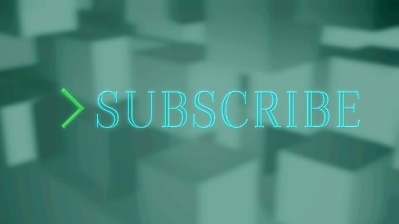 animación digital de texto de neón brillante suscribirse contra múltiples bloques contra un fondo gris