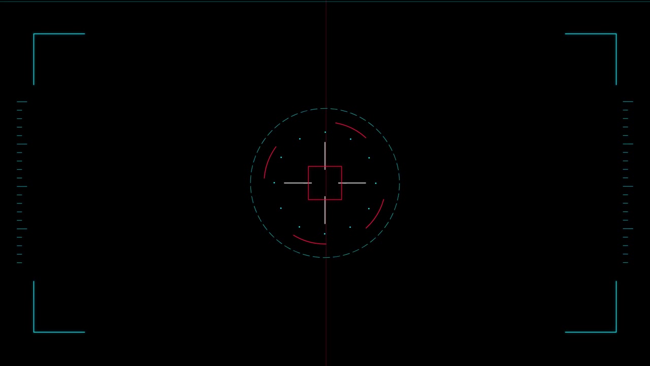 Digital Camera Viewfinder Overlay with Reticle and Scanning Lines
