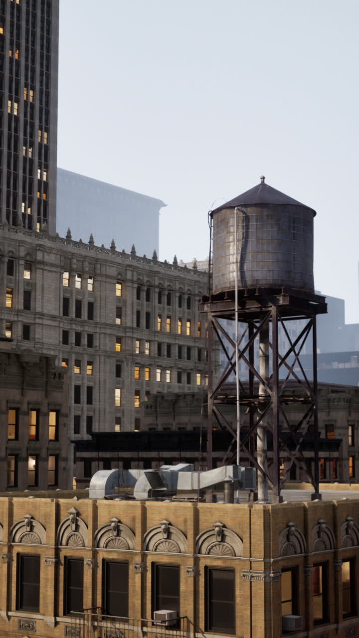 torre de agua en un techo en la ciudad de nueva york