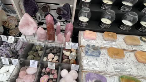 crystals for jewelry, holistic healing, and spirituality at a street vendor's booth