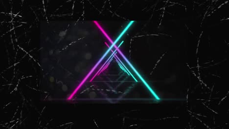 animation of neon triangles on black background