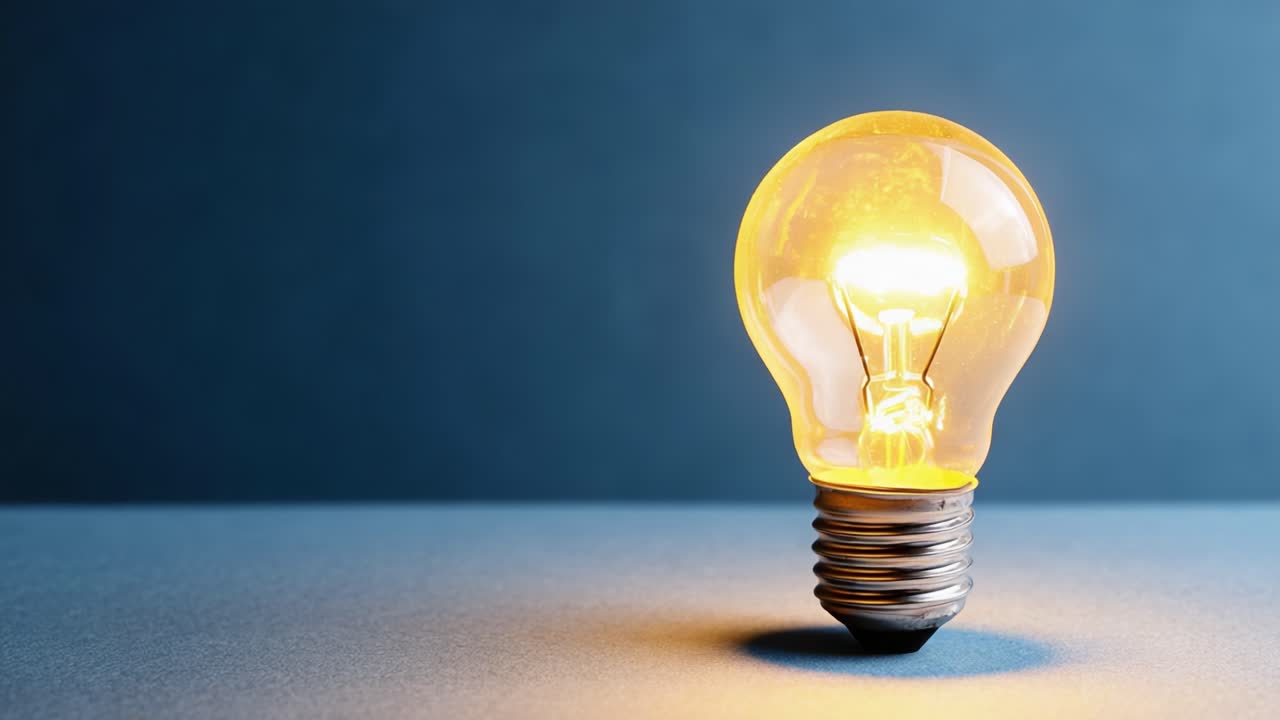 A Bright Transformation: The Evolution of a Light Bulb from Unlit to Illuminated, Showcasing the Power of Light and Innovation in a Minimalistic Setting