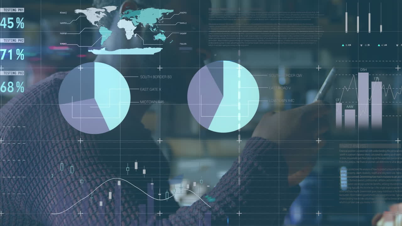 animación de estadísticas y procesamiento de datos sobre el hombre utilizando un teléfono inteligente