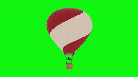 hot air balloon flying animation. green screen 4k footage