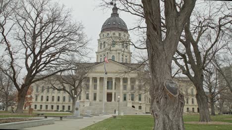 kansas state capitol building in topeka, kansas with dolly wide shot video moving left to right