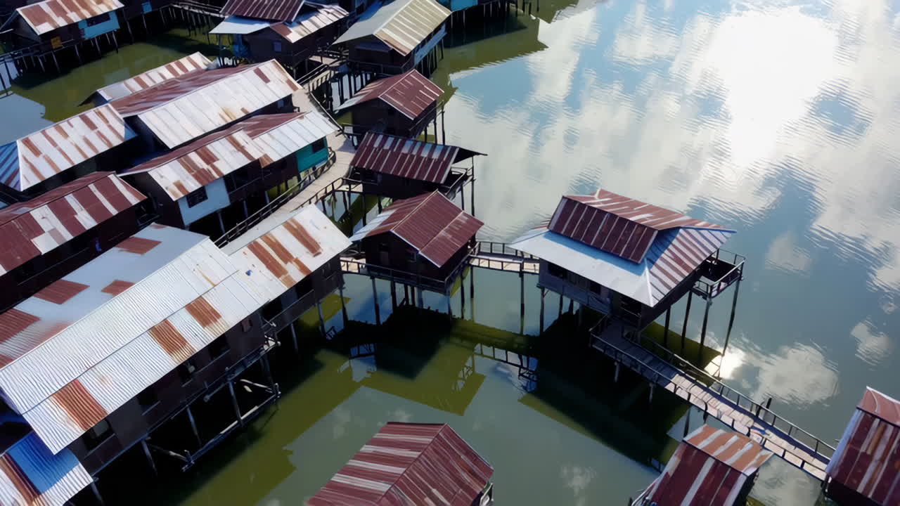 Floating Houses in a Water Village