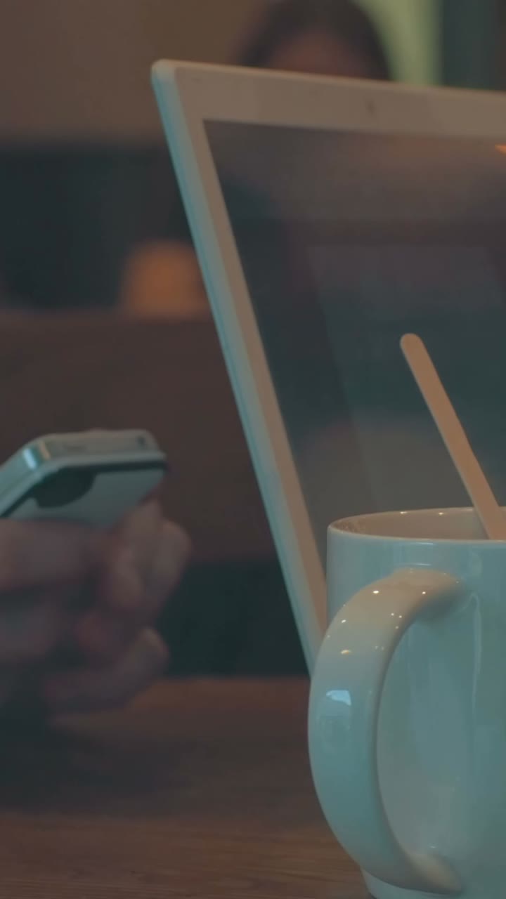 Laptop and Phone with Coffee