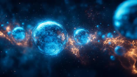 glowing celestial bodies in a nebula