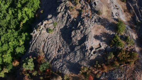 Top-Down-View-Of-Harman-Kaya,-Ancient-Thracian-Sanctuary-In-Bulgaria