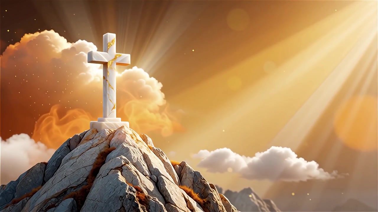 Christian Cross Heavenly Light Worship Background