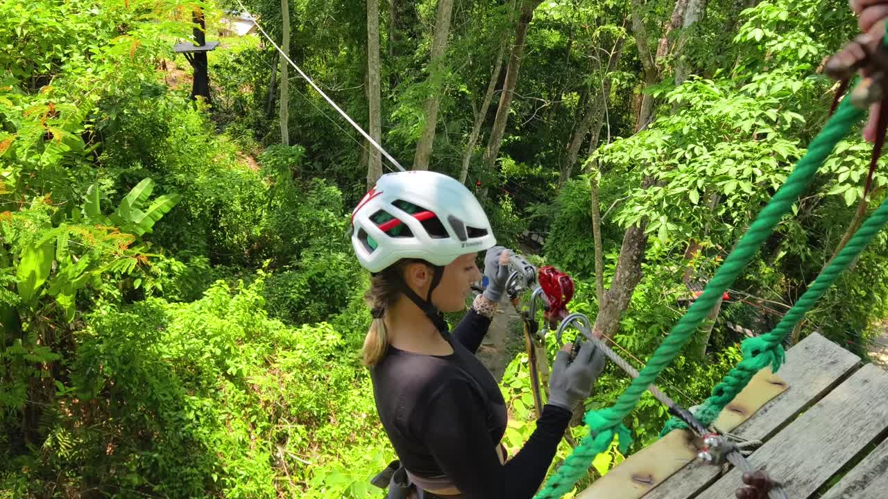 Ziplining Through the Lush Forest