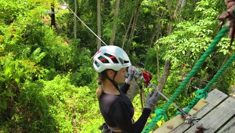 ziplining through the lush forest