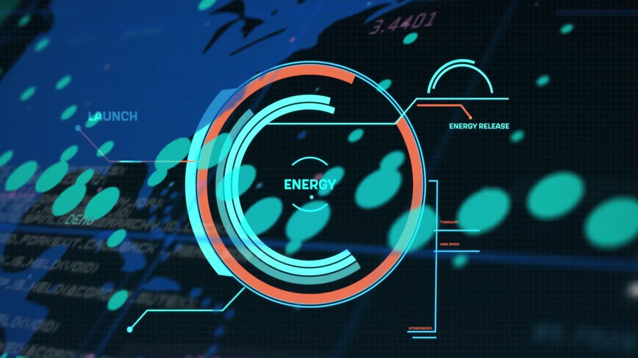 Animation of data processing over black background