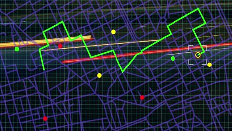 Efecto-De-Falla-Sobre-El-Esquema-De-Líneas-Del-Mapa-De-Navegación-Contra-El-Tráfico-Nocturno-De-La-Ciudad