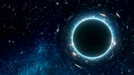 singularity of massive black hole and stars in background. 3d rendered looping animation.