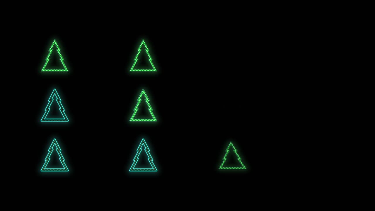 patrón de árboles de navidad verde neón en degradado negro 4