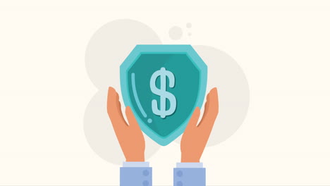 shield with money symbol insurance service animation