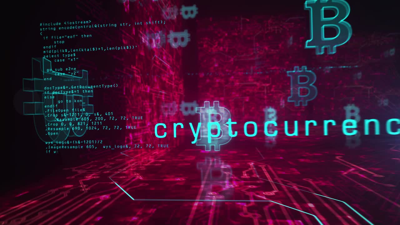 비트코인 블록체인 암호화폐 기호 루프 사이버 개념