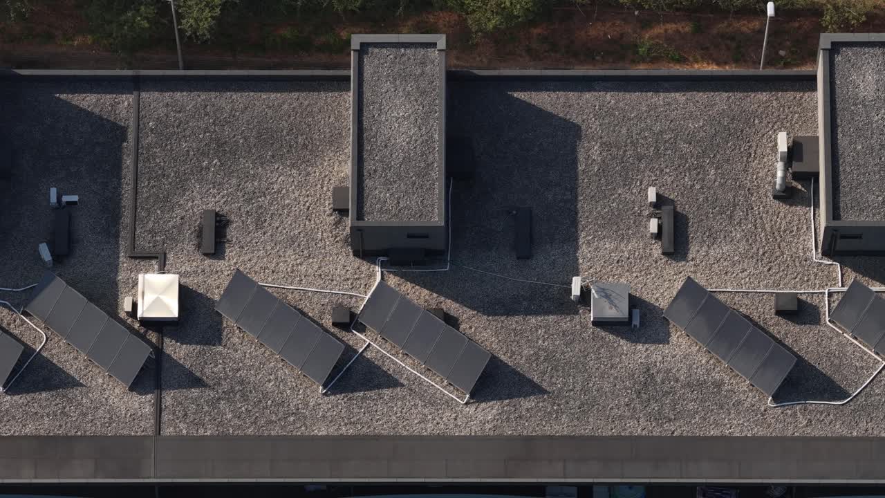 Solar panels on top of residential building