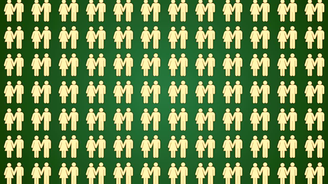 남자와 여자 초록색 배경 동전 교통 수직