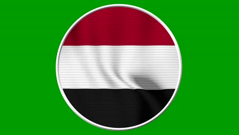 Yemen Circular Flag Loop - Realistic 4K flag waving in the wind