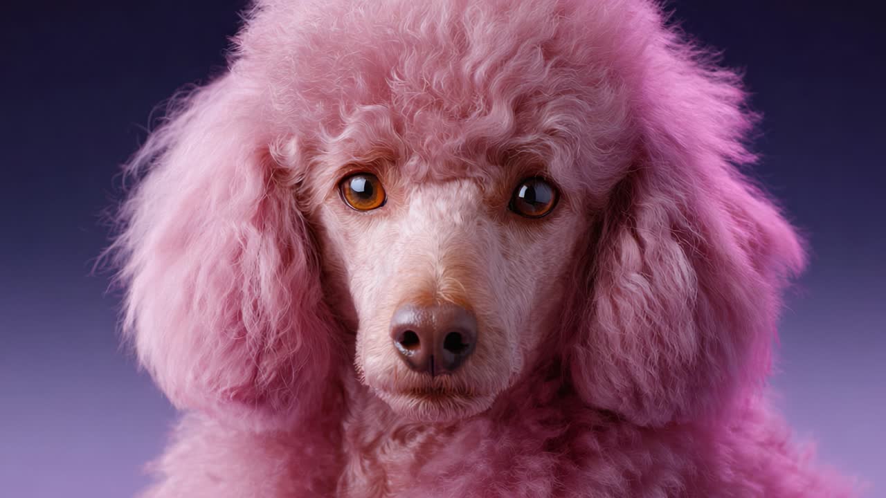 Kabarık tüyleri ve etkileyici gözleriyle oyuncu bir pembe kanişin büyüleyici yakın çekimi; bu sevimli köpek dostunun eşsiz cazibesini ve kişiliğini yakalıyor