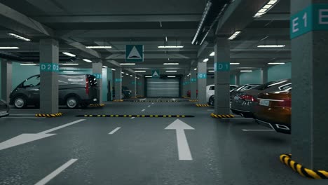 estacionamiento subterráneo con automóviles. estacionamiento bajo tierra moderno. estacionamiento moderno interior completo. estacionamiento subaterráneo escena de garaje