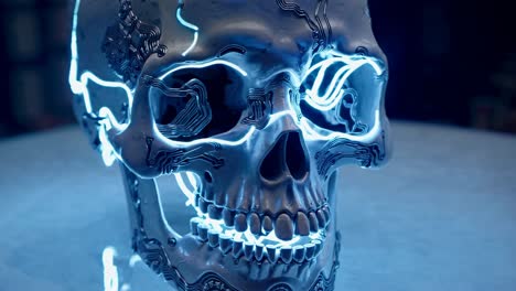 glowing cyberpunk skull