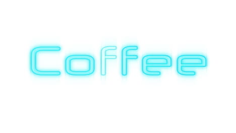 coffee sign in blue neon on white background