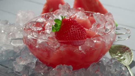 watermelon dessert with ice cubes