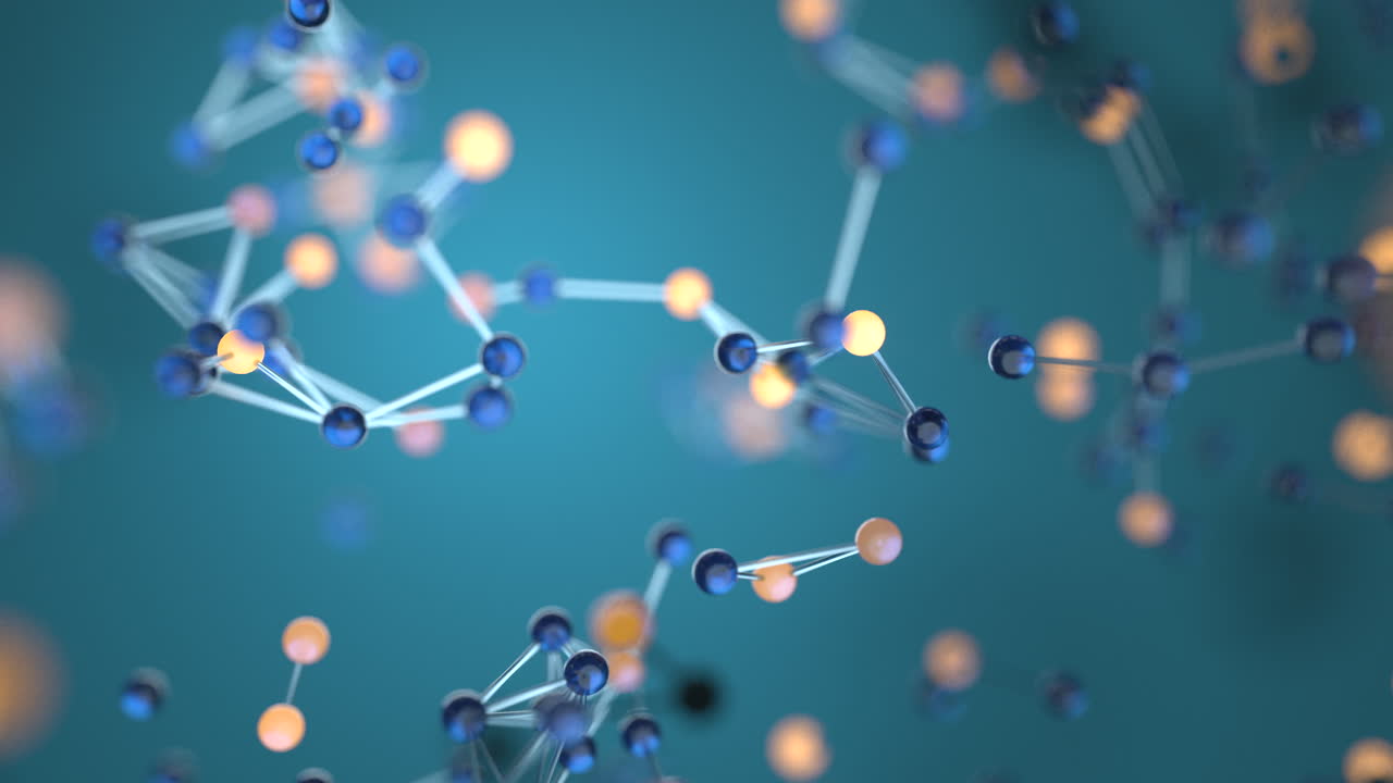 cuadrícula de biología azul con restricciones de conexión, renderización en 3d.