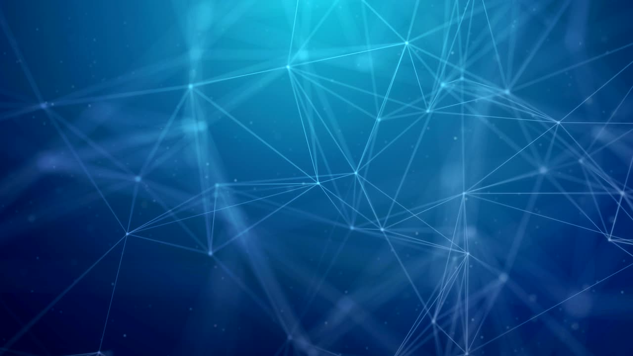 Blue Abstract Moving digital medical science plexus chain with glowing impulses research. For visuals, biology, biotechnology, chemistry, science, Medicine, cosmetics. Seamless Loop Animation