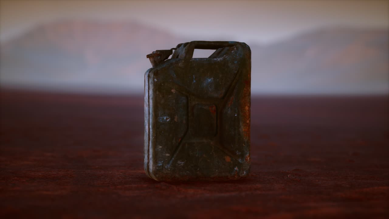 un recipiente de combustible oxidado en el viejo desierto