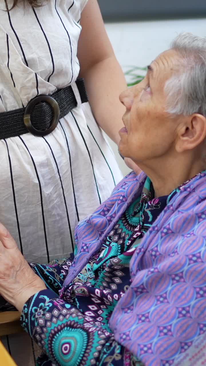 Elderly Woman and Striped Dress