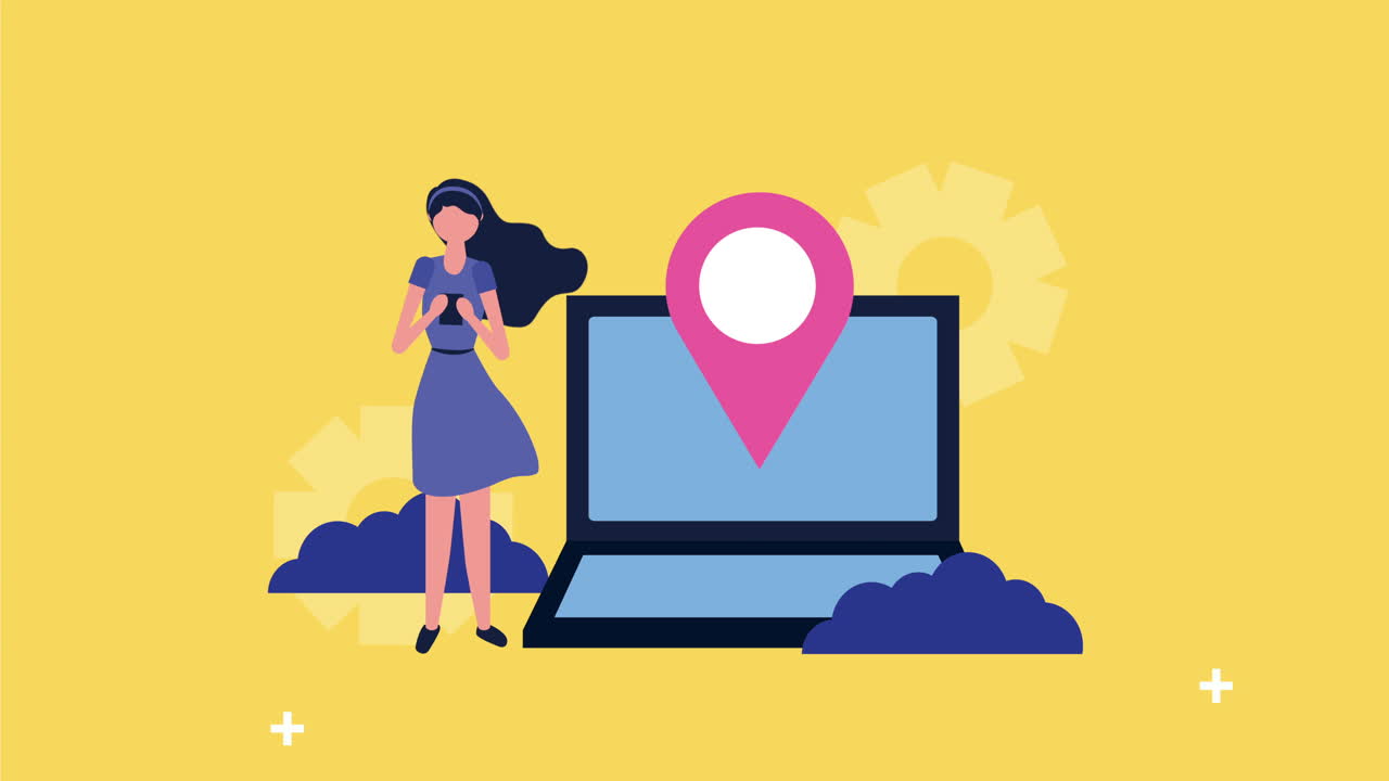 joven con un portátil iconos de las redes sociales