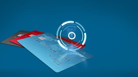 animation of loading circle over bank cards