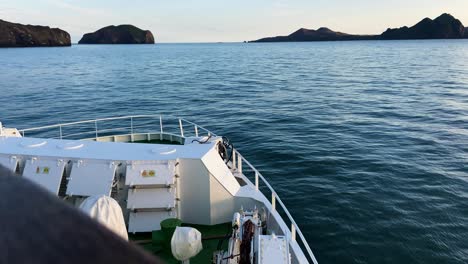 ferry bow view travelling towards vestmannaeyjabær scenic icelandic tourist islands