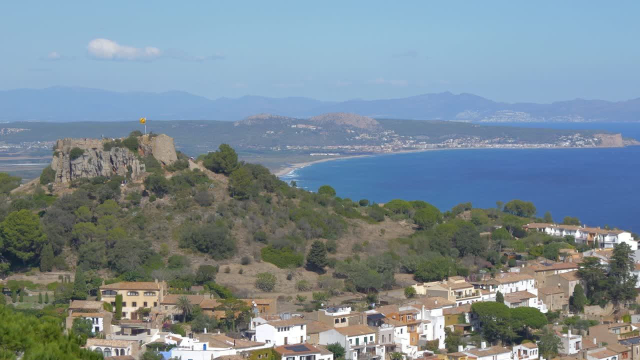 Stunning Aerial View of Tossa de Mar Castle and Coastal Town in Spain