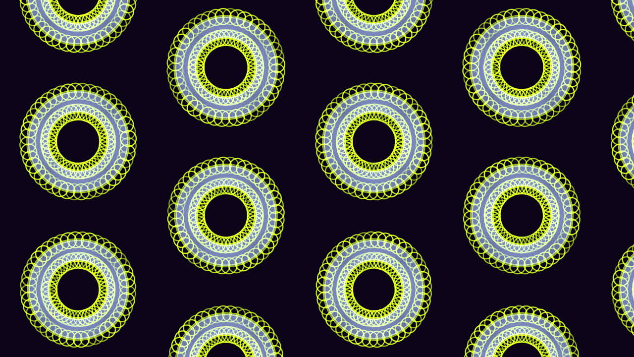 patrón futurista de flores y anillos de arco iris con degradado de neón