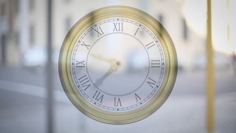 animación del reloj que hace tic-tac sobre la ciudad ocupada