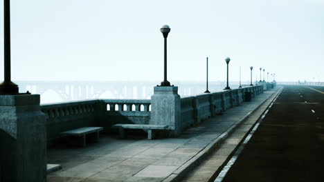 empty bridge walkway at dawn