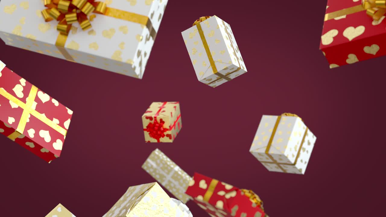 보라색 배경 에 있는 발렌타인 데이 선물 들